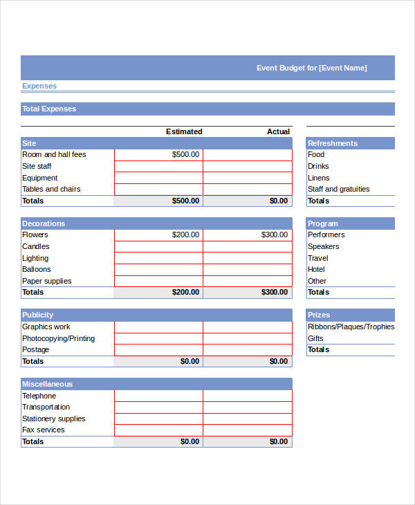 How To Create Event Budget Template In Excel Printable Online