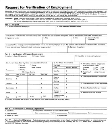 Verification Of Employment Form - 9+ Free Word, PDF Documents Download