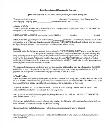 general photography contract