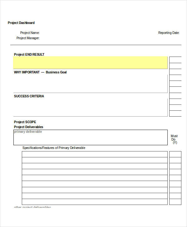 excel project dashboard template