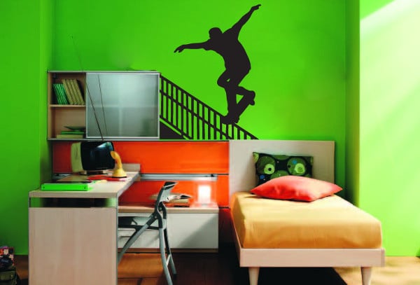 green painted wall art