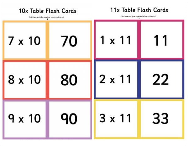 time table flash card