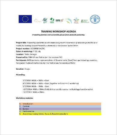 training workshop agenda template