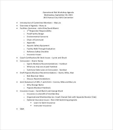 risk workshop agenda template