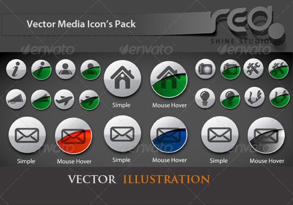 mouse hover vector icons set