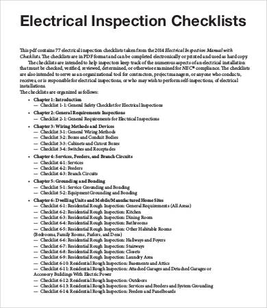 electrical inspection checklist