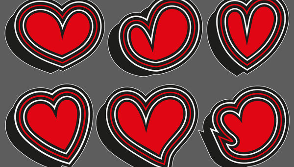 Cartoon Cute Heart Stickers Clipart Vector, Small Hearts, Small