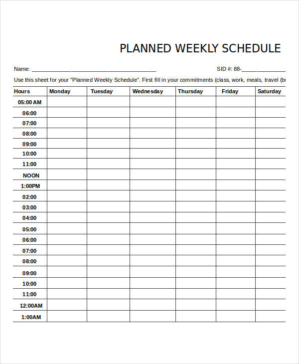 Excel Weekly Schedule Templates - 8+ Free Excel Documents Download