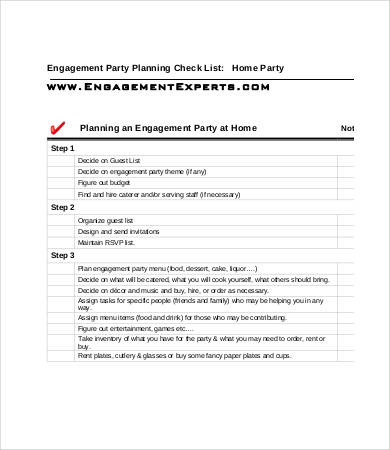engagement party checklist template