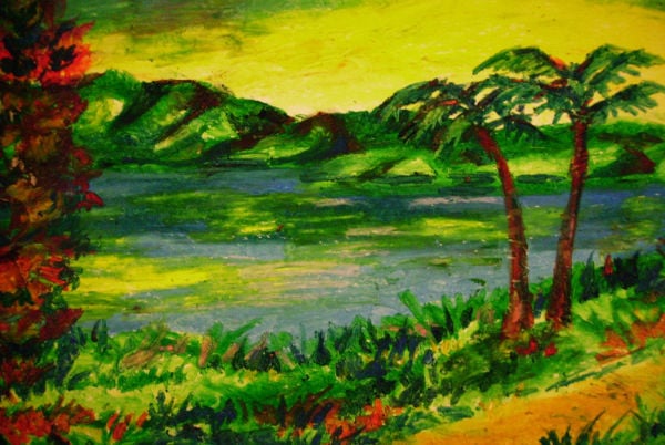 oil pastel landscape drawing