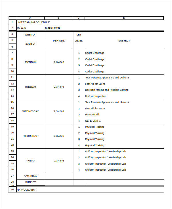 Excel Weekly Schedule Templates 8 Free Excel Documents Download