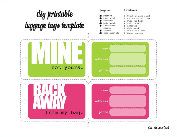 14 Luggage Tag Templates Word PSD
