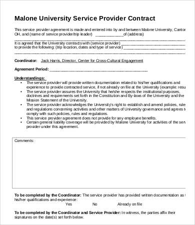 service provider contract template