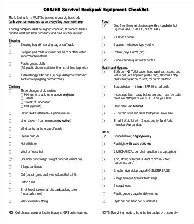 Backpacking Checklist Template - 10+ Free Word, PDF Documents Download