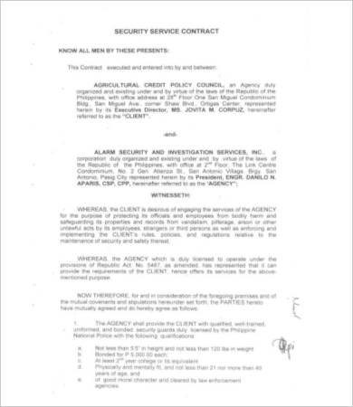 security service contract template