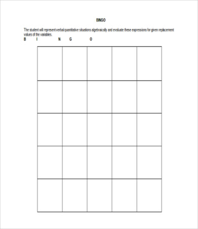 Image 4 for Bingo Card Template Word