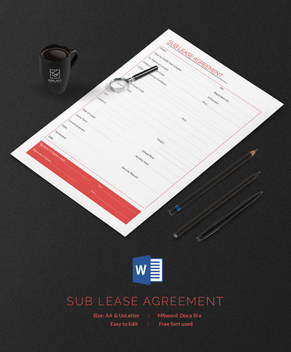 sub lease agreement template