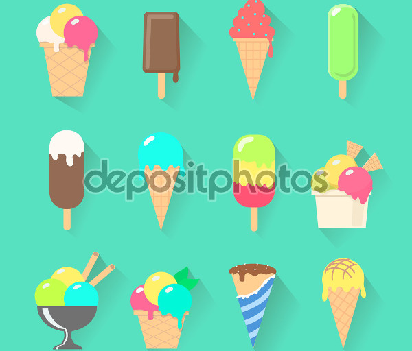 stock illustration ice cream icons