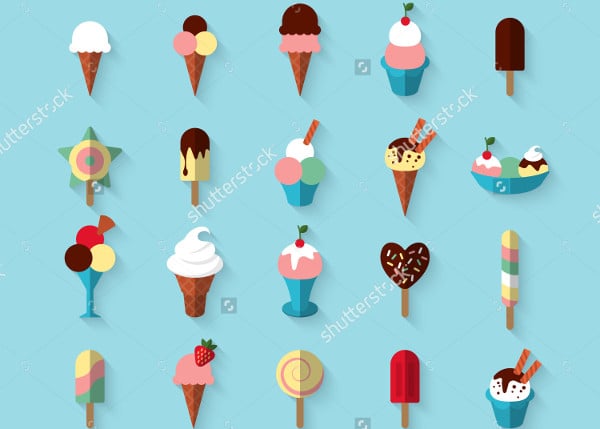 flat icons of ice cream