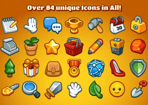 casual game basic icons set