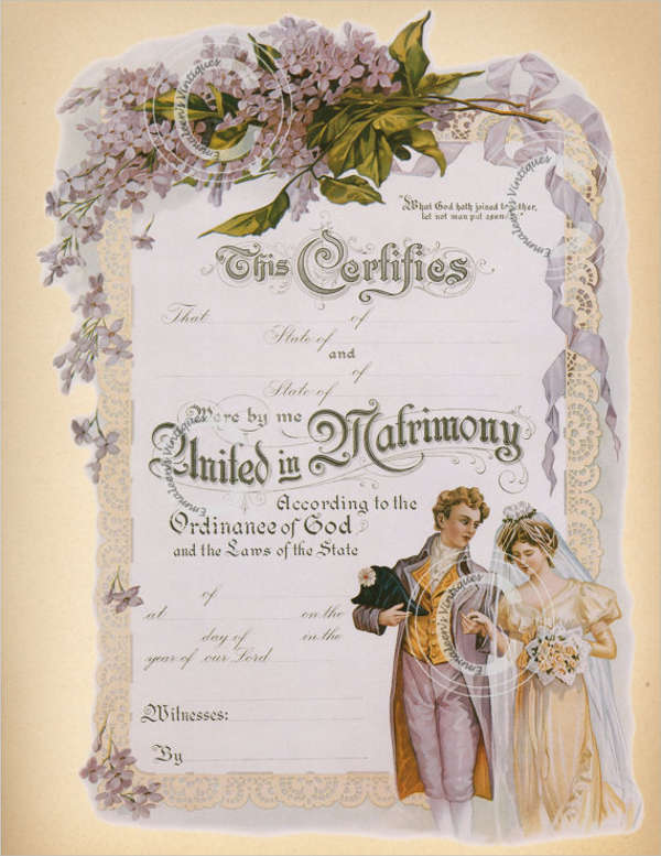 printable vintage marriage certificate