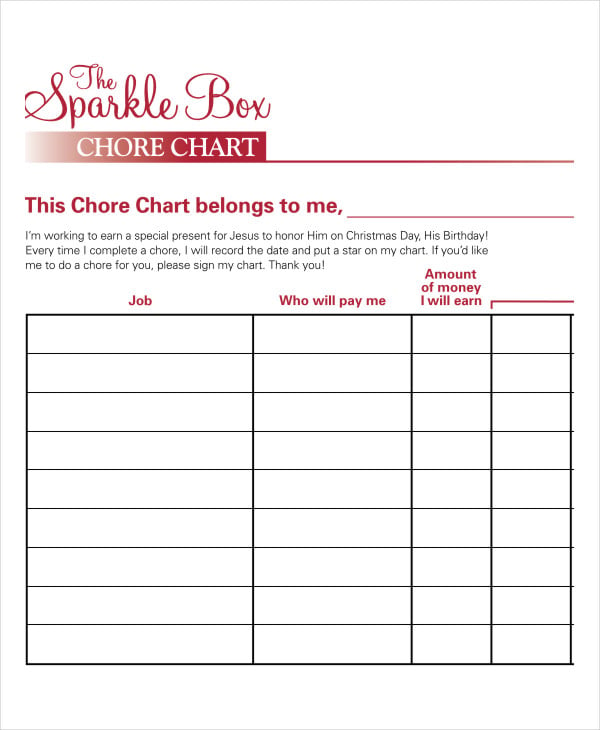Fill In Chore Chart Printable