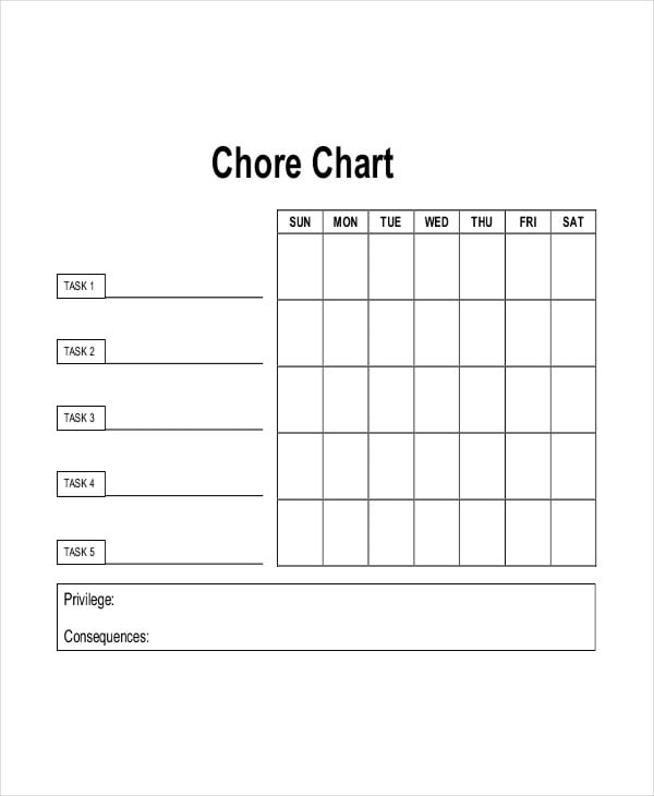 Printable Chore Charts For Teens