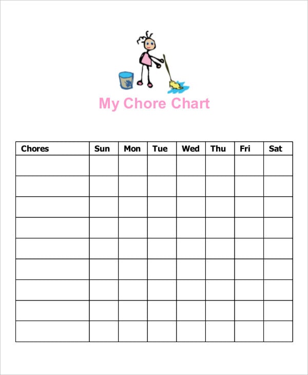free printable girl chore chart