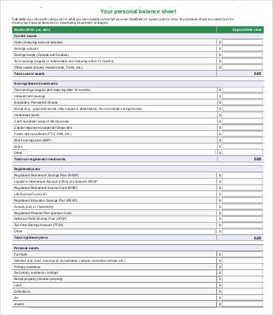 Personal Balance Sheet Template - 16+ Free Word, Excel ...