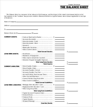 Personal Balance Sheet Template - 18+ Word, Excel, PDF Documents Download