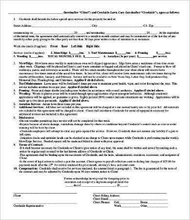 8 Business Contract Templates Free Sle Exle Format Download Free Premium Templates Commercial Lawn Care Contract Template