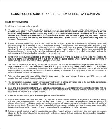 construction consultant contract template