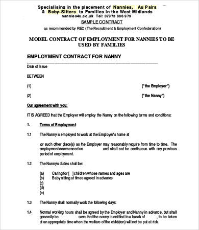 nanny-employment-contract-sample