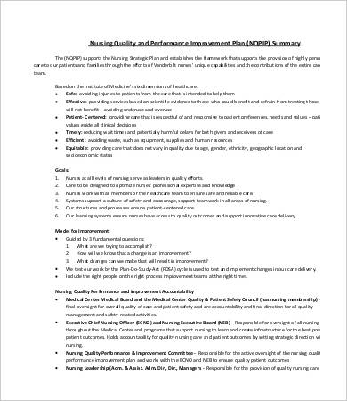 nursing performance improvement plan template