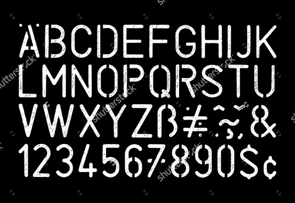 grunge style stencil alphabet