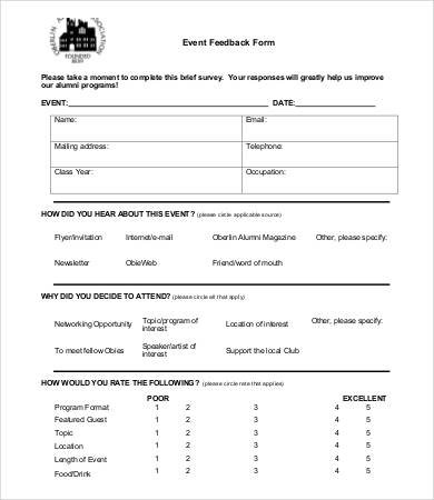 printable event survey template