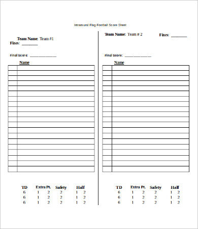 Score Sheet Template - 29+ Free Word, PDF Documents Download