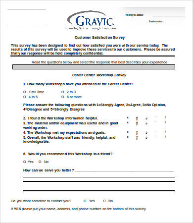 printable training survey template