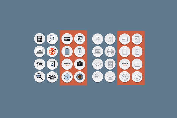 business flat circle icons