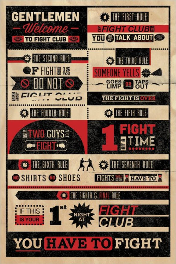 Fight Club Rules Infographic Maxi Poster
