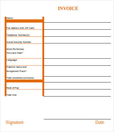 blank sample invoice template