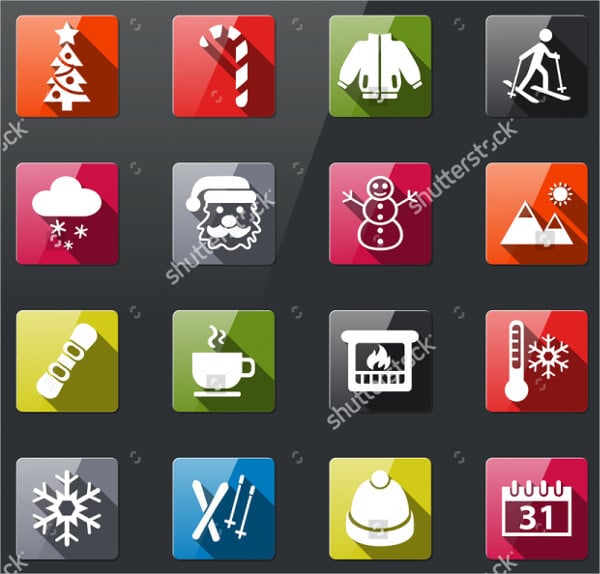 flat winter icons