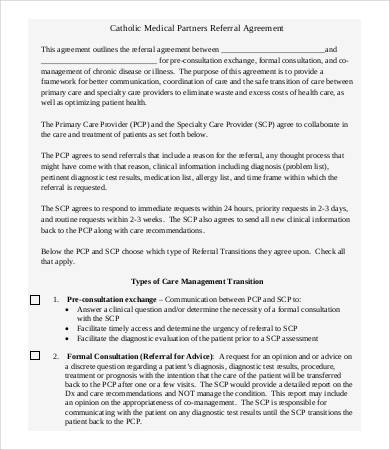 medical referral agreement template