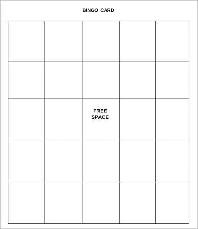printable bingo card template
