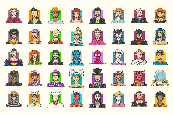 hand drawn avatar icons