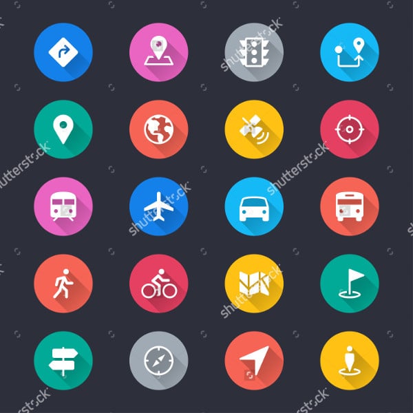 flat navigation icons