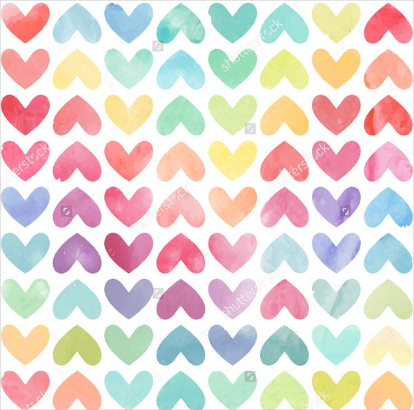 watercolor hearts pattern