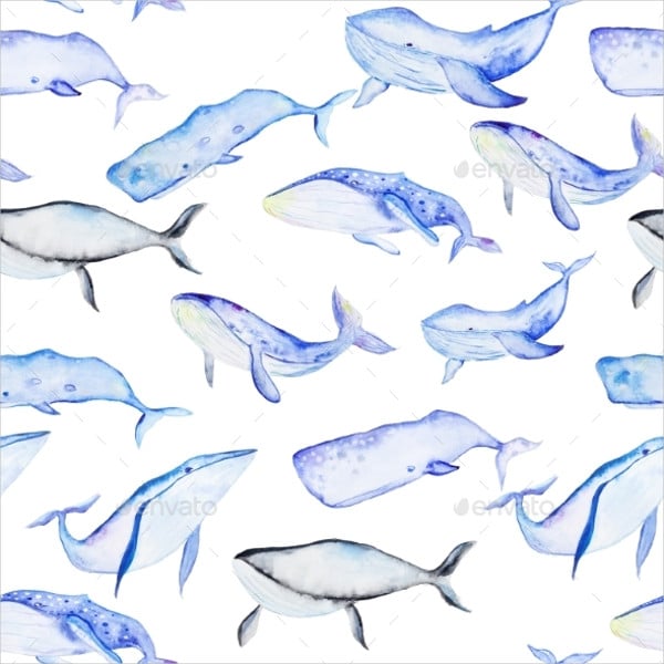watercolor whales pattern