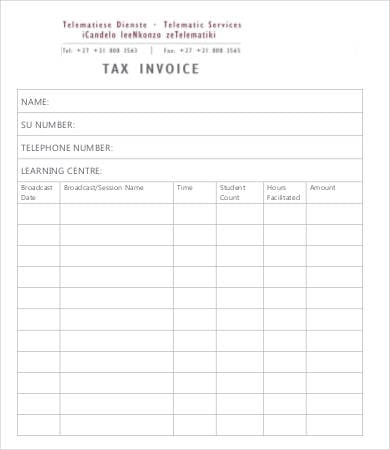 sample tax invoice template