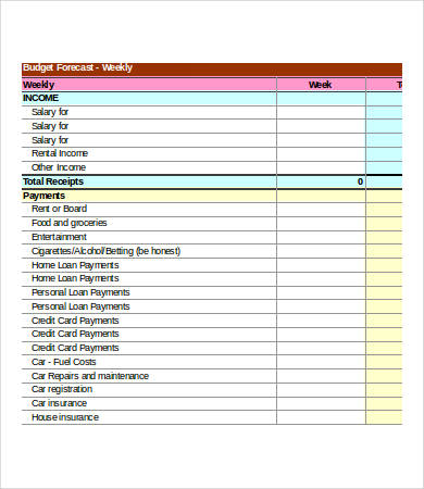 weekly budget printables